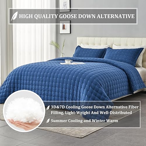 Miniatura 4 de OFIXI Juego de ropa de cama de tamaño Queen con fundas de almohada, colcha ligera y suave, funda de edredón de microfibra prelavada, colcha de cama