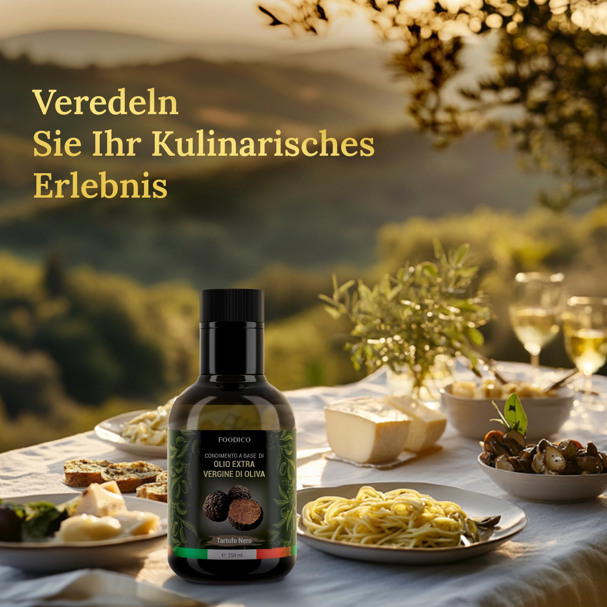Foodico Trüffelöl mit schwarzem Trüffel | Italienisches Olivenöl Extra Vergine | intensiv | 250 ml