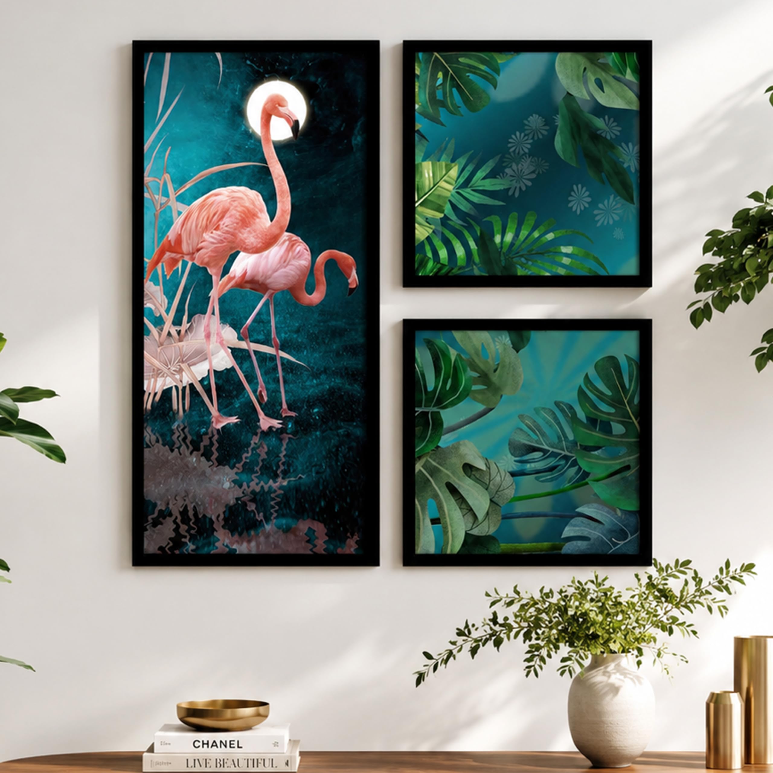 Landscape Deer Art Prints - Set of 3 Framed Wall Decor -10