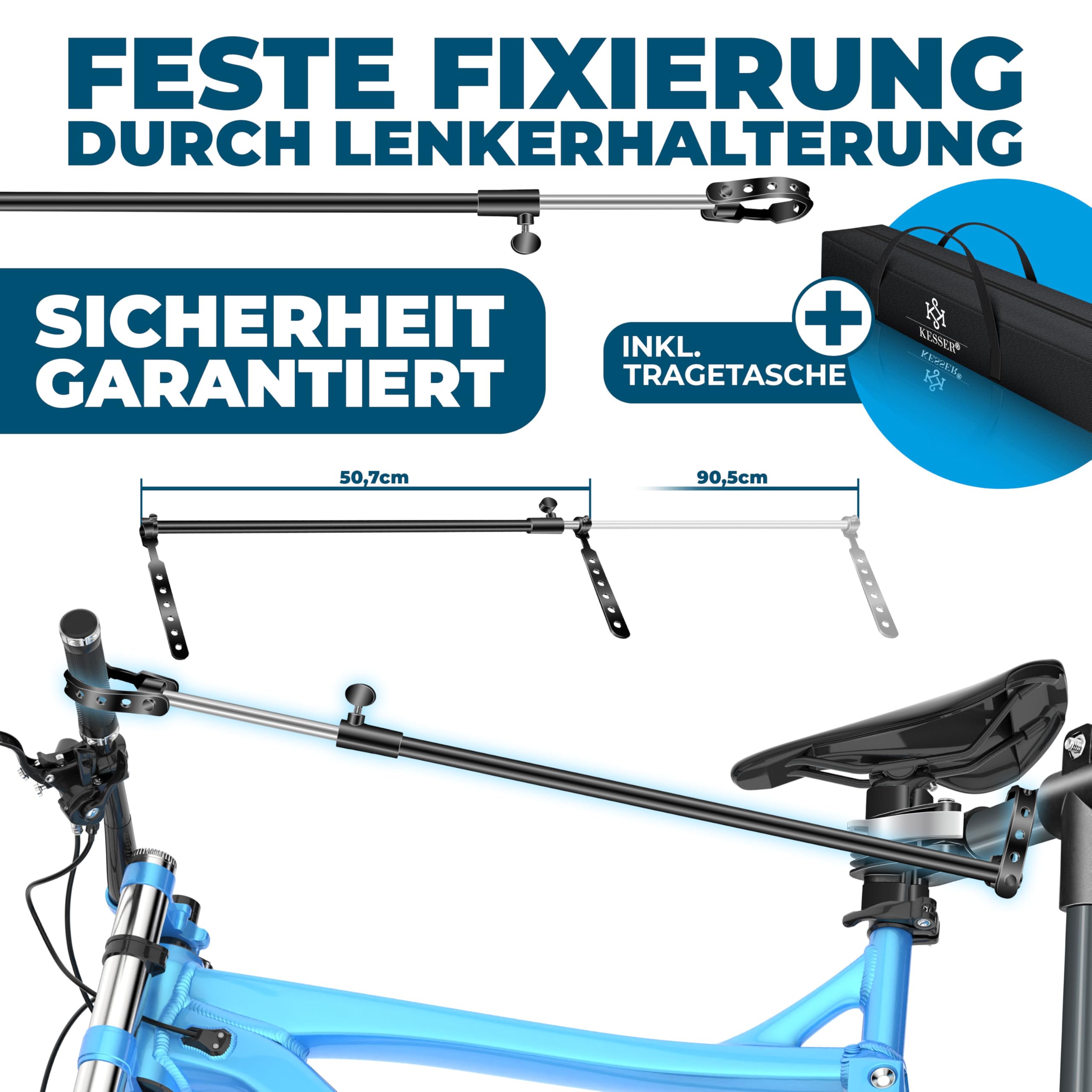 KESSER® Fahrradmontageständer Profi 50kg - 360° drehbar für E-Bike, Mountainbike & Fahrrad, höhenverstellbarer Reparaturständer, mit Werkzeugablage, Tragetasche & Schnellspanner