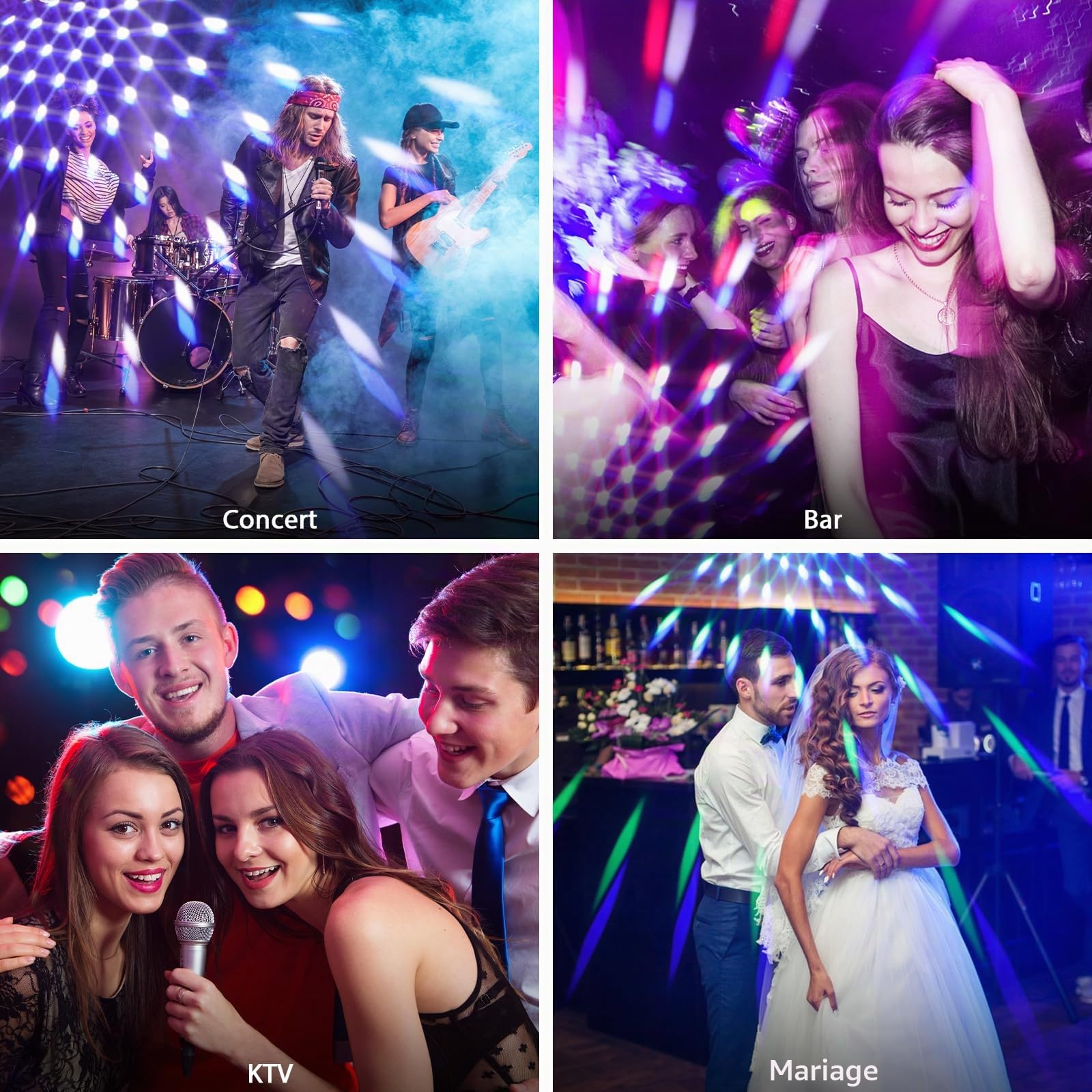 Jeux de Lumiere pour Soiree, U`King 30W Lumières disco Lyre LED Lumières principales mobiles de boule de disco à double face d-mx512 Éclairage de scène RGBW pour DJ Club Discothèque Bar Scène Soirée