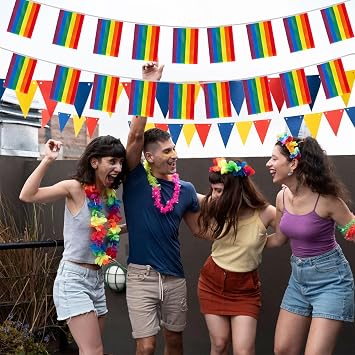 38 Pcs Pride Bunting, Pride Flag Bunting, Gay LGBT Flag, 38 Pennant Rectangle Flags