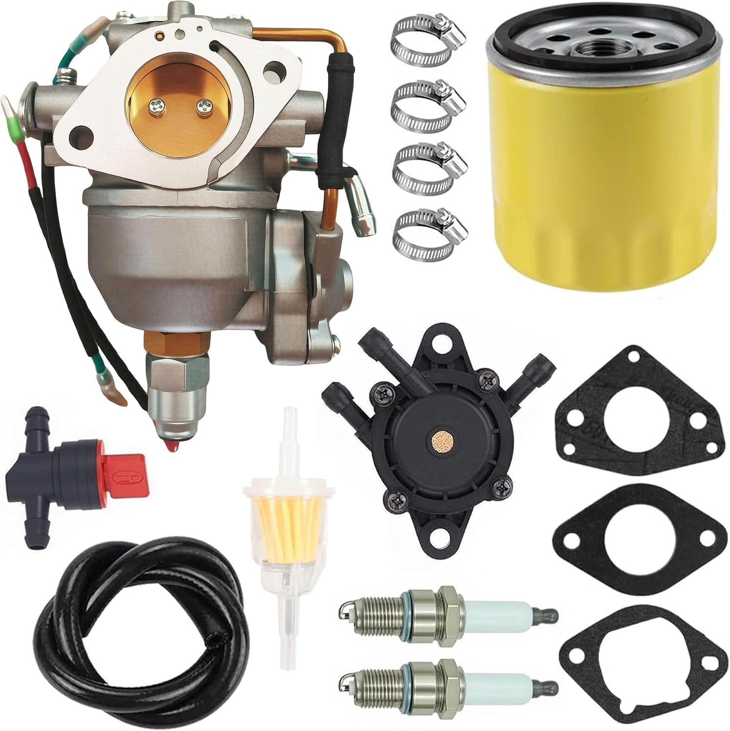 24-053-90 Carburetor Carb Kit with Oil Filter Fuel Pump Fuel Filter for Kohler Replacement for Command, Nikki Lawn Mower, 6 621030-131