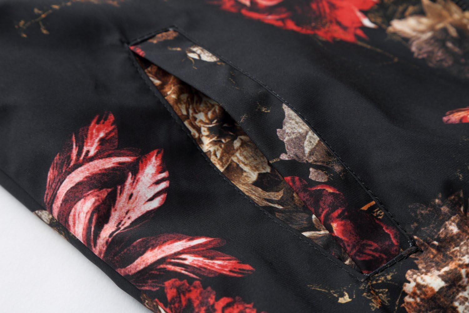 HENGAO Men's Stylish Floral Bomber Jacket