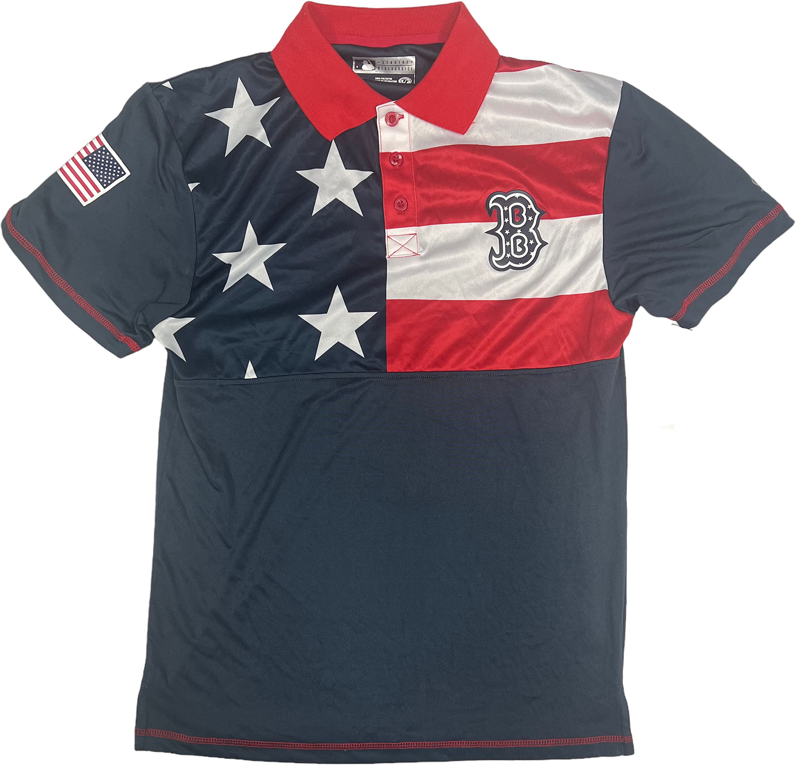 Boston Red Sox Men's Moisture Wicking Patriotic Polo Shirt (as1, Alpha, m, Regular, Regular)