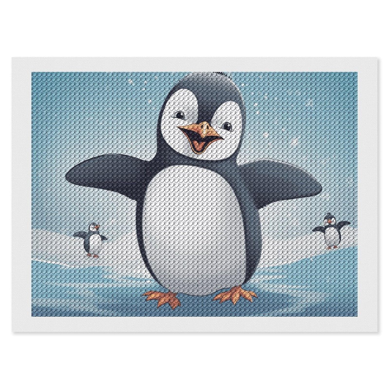 NONHAI Diamond Painting Kits for Adults - DIY Diamond Art Kits for Beginners - Full 5D Paint Drill Diamond Dots Paintings- Happy Penguin Diamonds Pictures Gem Art and Craft Wall Decor 12"x16"