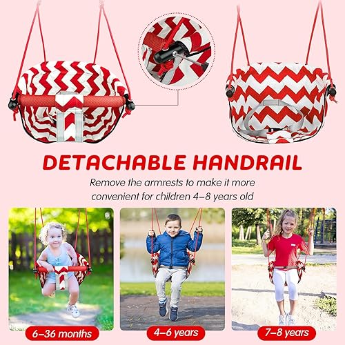 Miniatura 4 de Columpio para niños pequeños  Cómodo columpio para bebé, interior y exterior, asiento de columpio para niños, arnés de seguridad, sistema de bloqueo