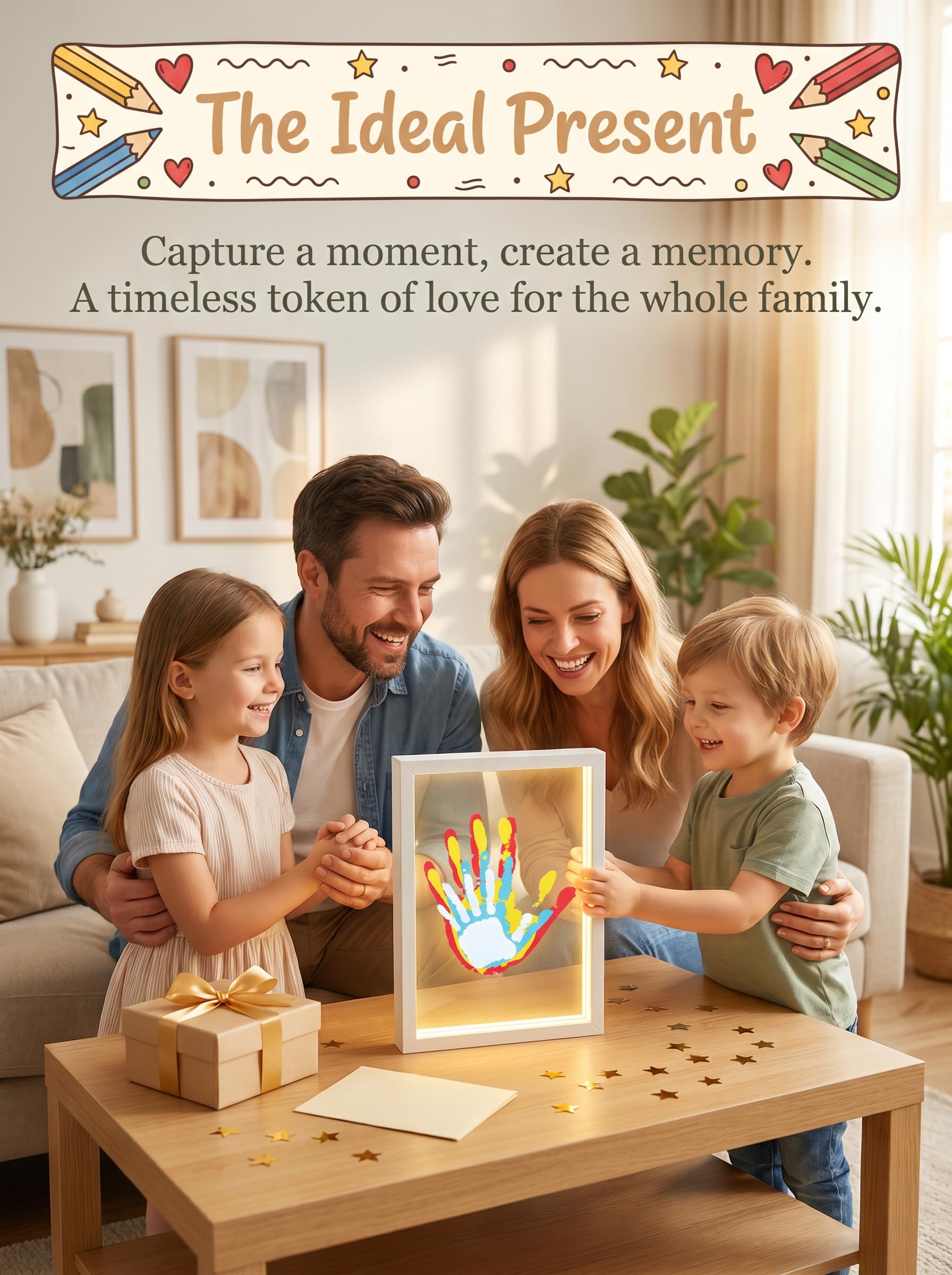 Fuerdich Kit de impresión de manos para familia, manualidades con niños, color blanco