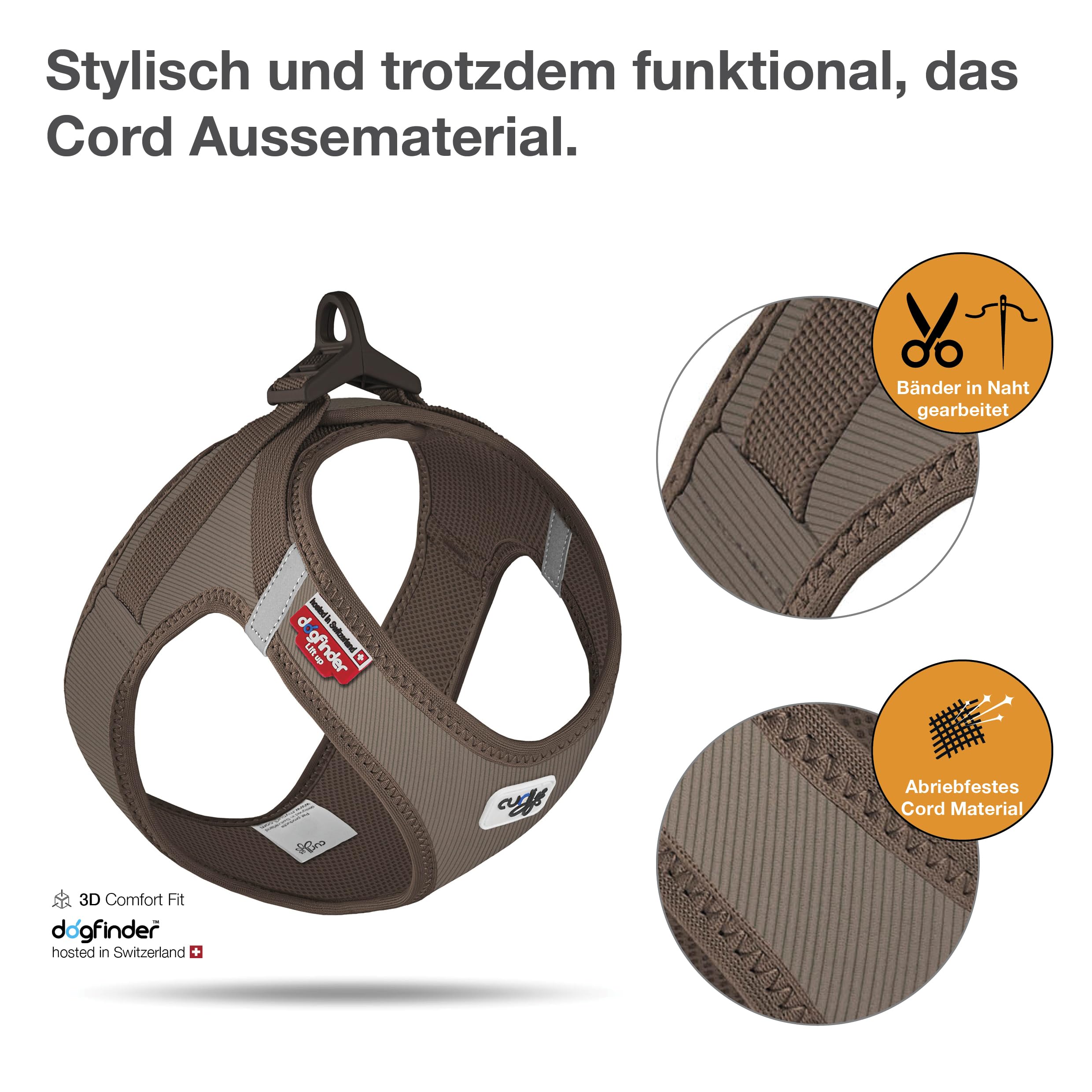 Vest Harness curli Clasp Cord Brown S