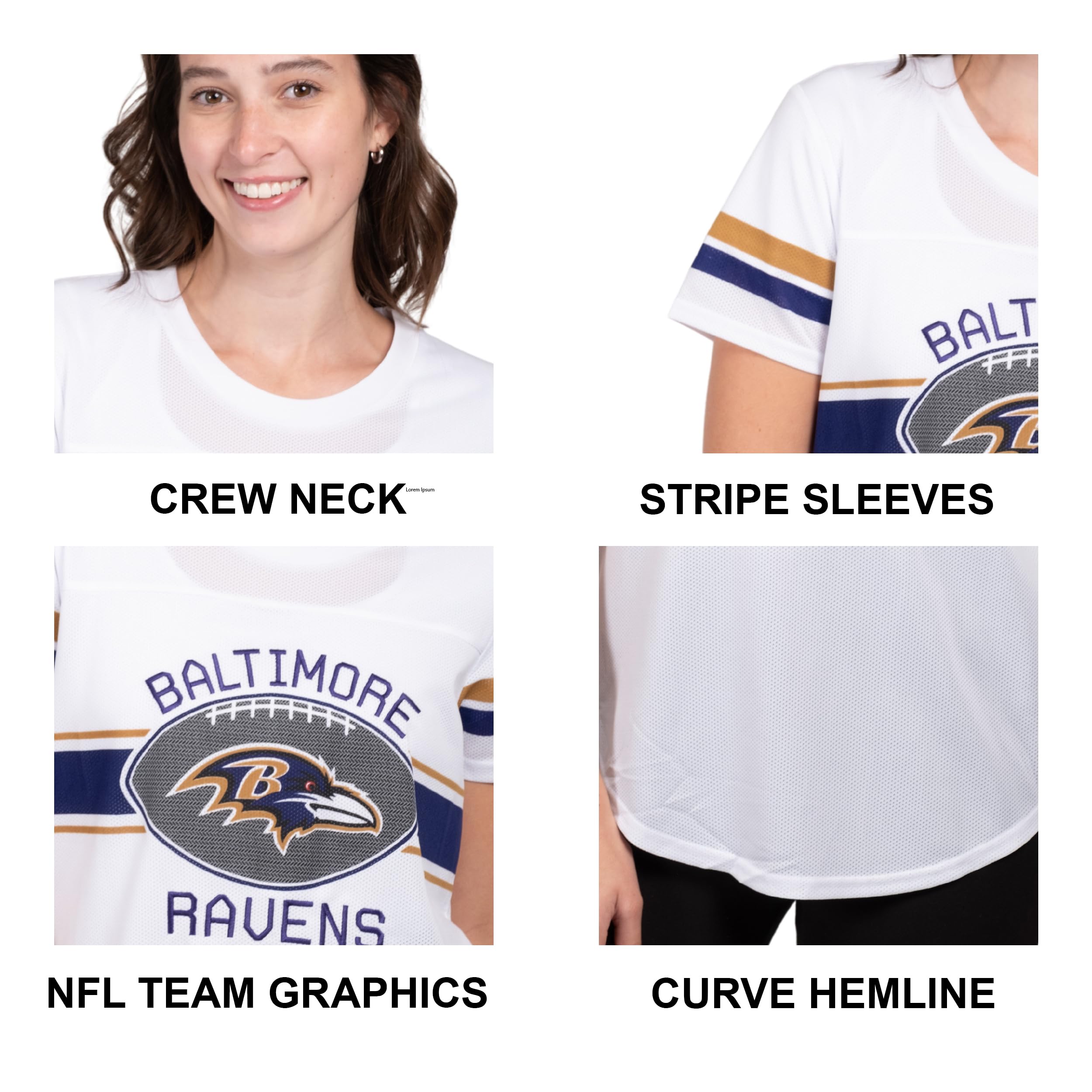 Ultra Game Womens Standard Soft Mesh Jersey Varsity Tee Shirt White, Small