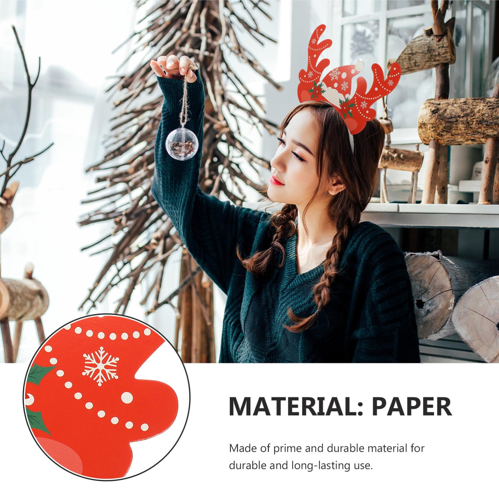 VICASKY 9pcs Christmas Antler Headbands for Role-Playing Xmas Party Supplies Fun Reindeer Headwear for Boys and Girls and Adults Comfortable and Stylish Holiday Costume Accessories