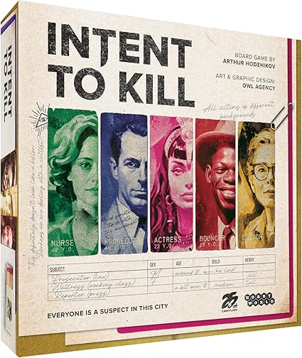 Intent to Kill by 25th Century Games | Detective vs Serial Killer Noir Board Game | Asymmetric Strategy, Murder Investigation, Evidence Collection & Tactical Gameplay | 2 Players | Ages 14+