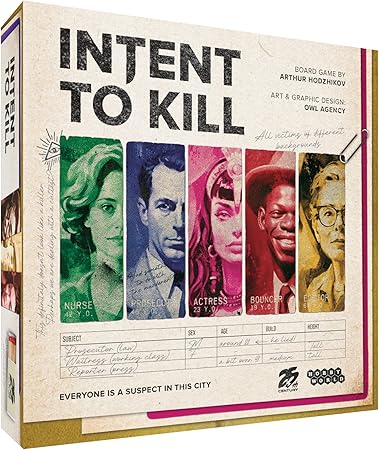 Intent to Kill by 25th Century Games | Detective vs Serial Killer Noir Board Game | Asymmetric Strategy, Murder Investigation, Evidence Collection & Tactical Gameplay | 2 Players | Ages 14+
