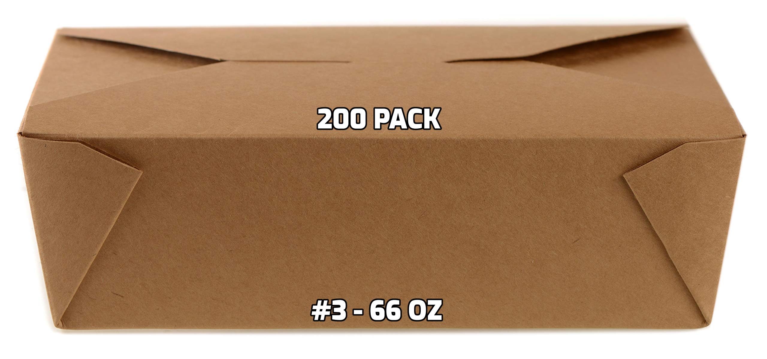 EcoQuality [200 PACK Take Out Food Containers 66 oz Kraft Brown Paper Box Microwaveable Leak and Grease Resistant - To Go Containers for Restaurant, Catering, Food Truck - Recyclable Lunch Box #3