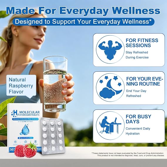 Hydrogen Water Tablets, Molecular Hydrogen Tablets for Drinking Water, Supports Daily Energy & Wellness (1 Pack)