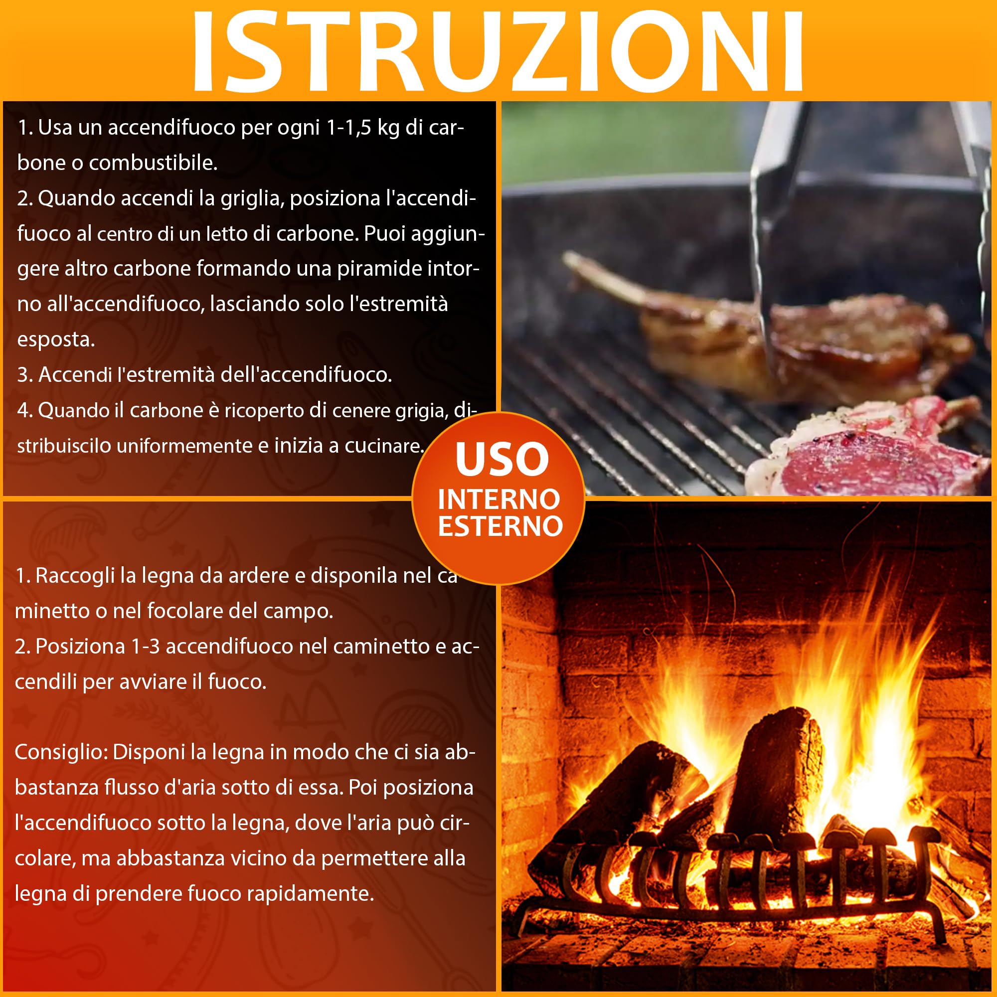Sicignano - Allume-feu écologique Magnum - 75 pièces, solution écologique et sûre pour allumer les barbecues, poêles et cheminées de manière durable et simple