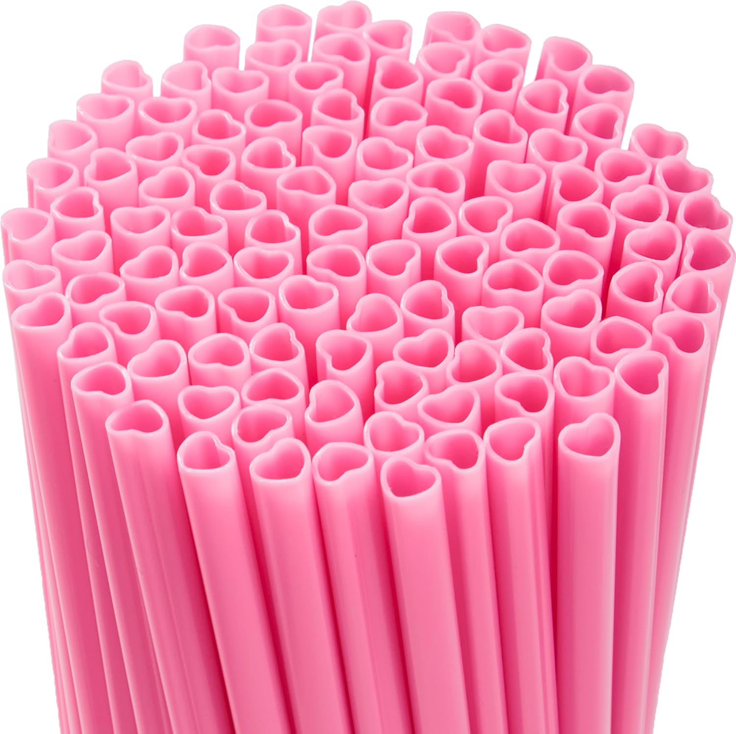 JOYIN 200 PCS Valentine Heart Shaped Pink Straws, Reusable Drinking Cute Straw for Valentine's Day Cocktail Party, Birthday Party, Bridal Shower, Wedding Supplies Pink 200