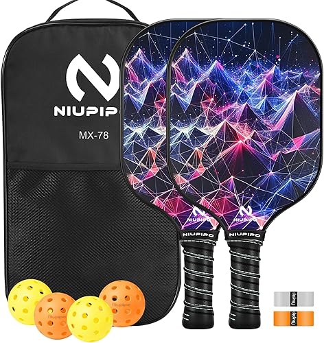 Miniatura 12 de niupipo Pickleball Paddles Set of 2/4, USAPA Approved Lightweight Pickleball Rackets, Durable Fiberglass Surface with Polypropylene Honeycomb Core