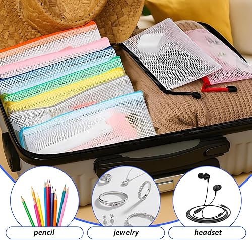 Miniatura 7 de 100 bolsas de malla con cremallera a granel, bolsas de plástico transparente para lápices de 8.5 x 4.5 pulgadas, pequeña bolsa impermeable para