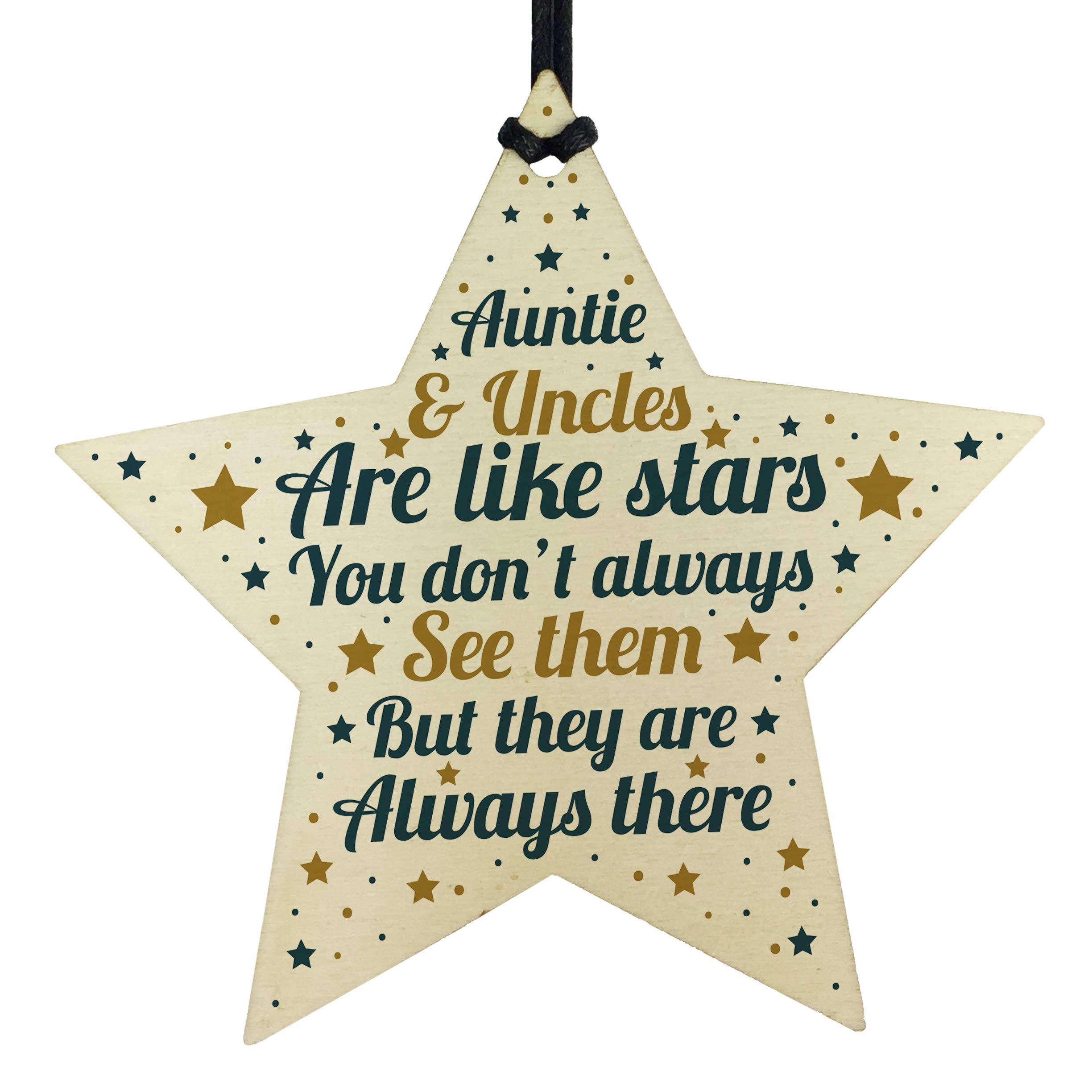 Red Ocean Thank You Gift For Auntie Uncle Wooden Star Keepsake Plaque Birthday Xmas Gifts From Niece And Nephew