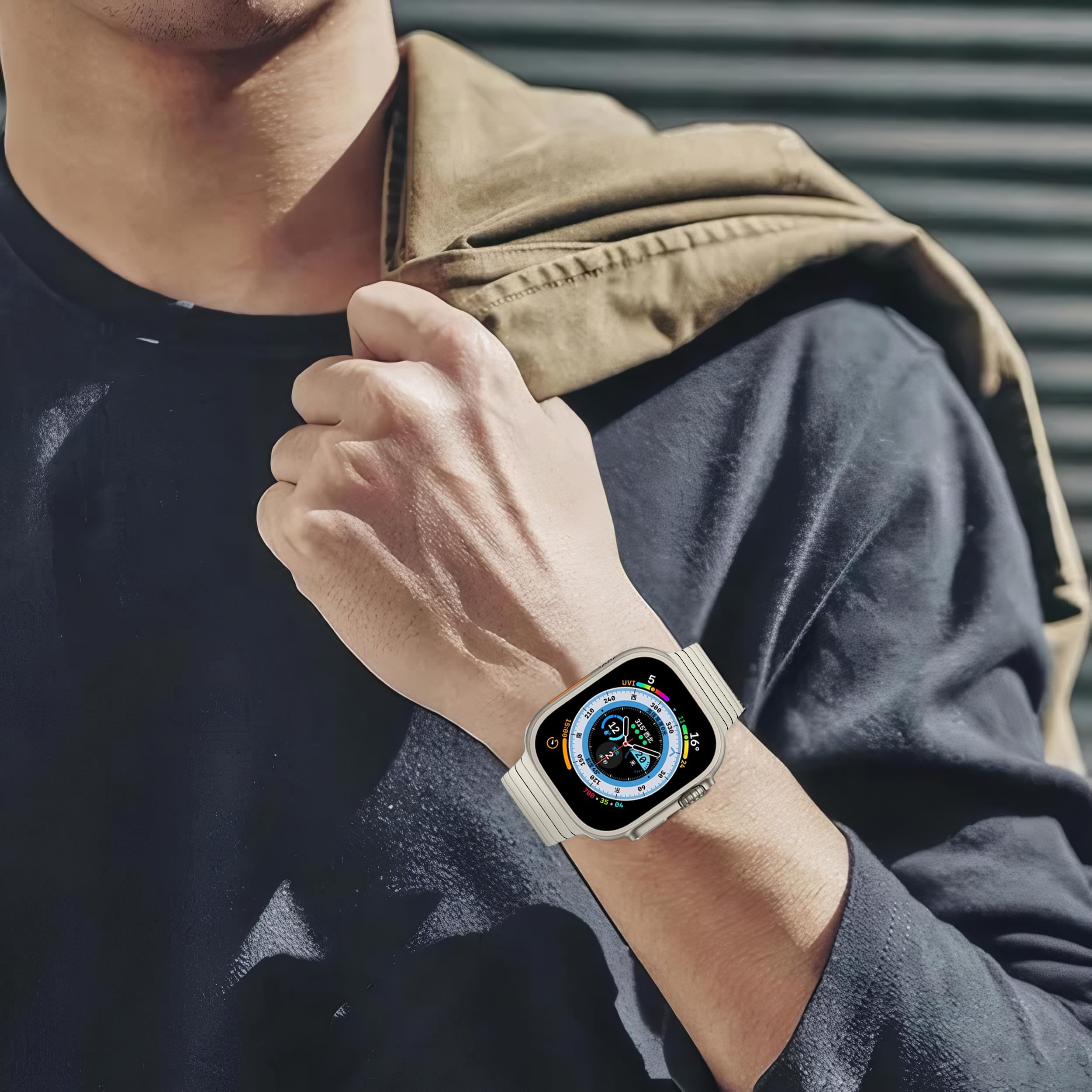 Tytanowa Bransoletka,Lekki Metalowy Pasek z Zaokrąglonymi Rogami i Wbudowaną Klamrą,dla Apple Watch Seria 11/10/9/8/7,Ultra 3/2/1,SE 3/2/1 [2025]