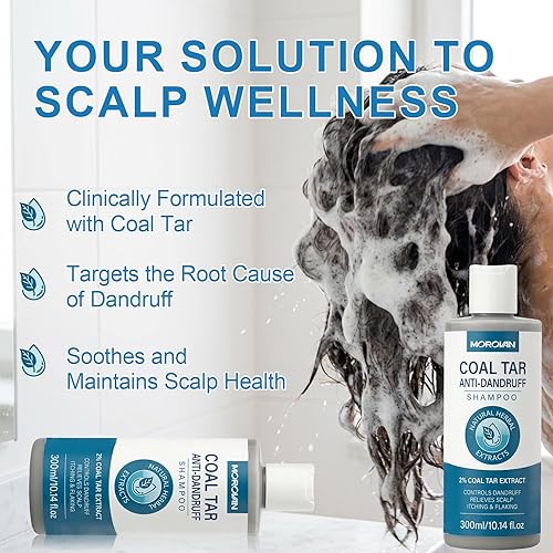 Miniatura 7 de Champú de alquitrán de carbón al 2% para caspa severa, psoriasis y picazón en el cuero cabelludo  Tratamiento medicado para la dermatitis seborreica