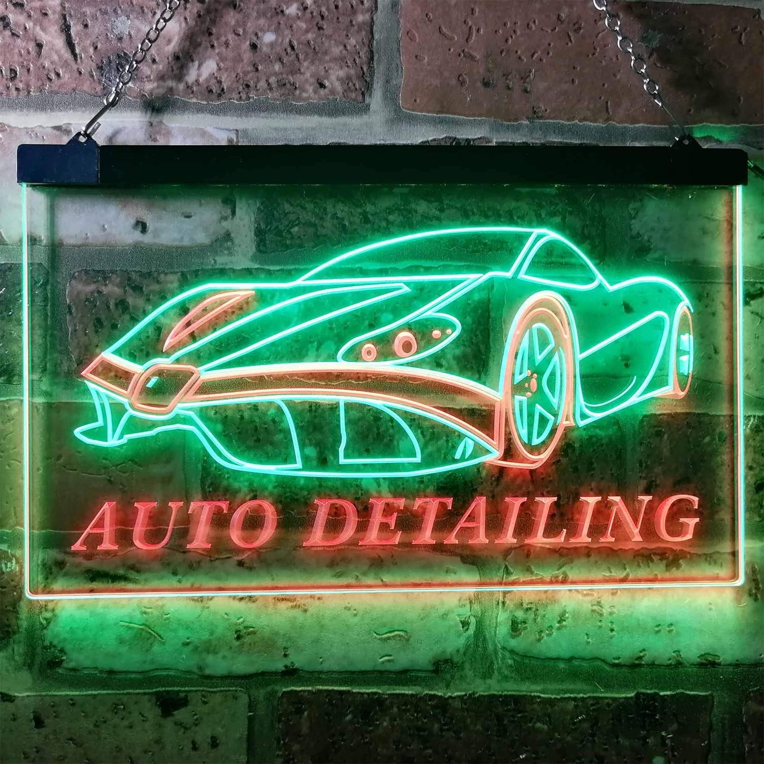 ADVPRO Auto Detailing Car Repair Garage Dual Color LED Neon Sign Green & Red 12" x 8.5" st6s32-s0233-gr