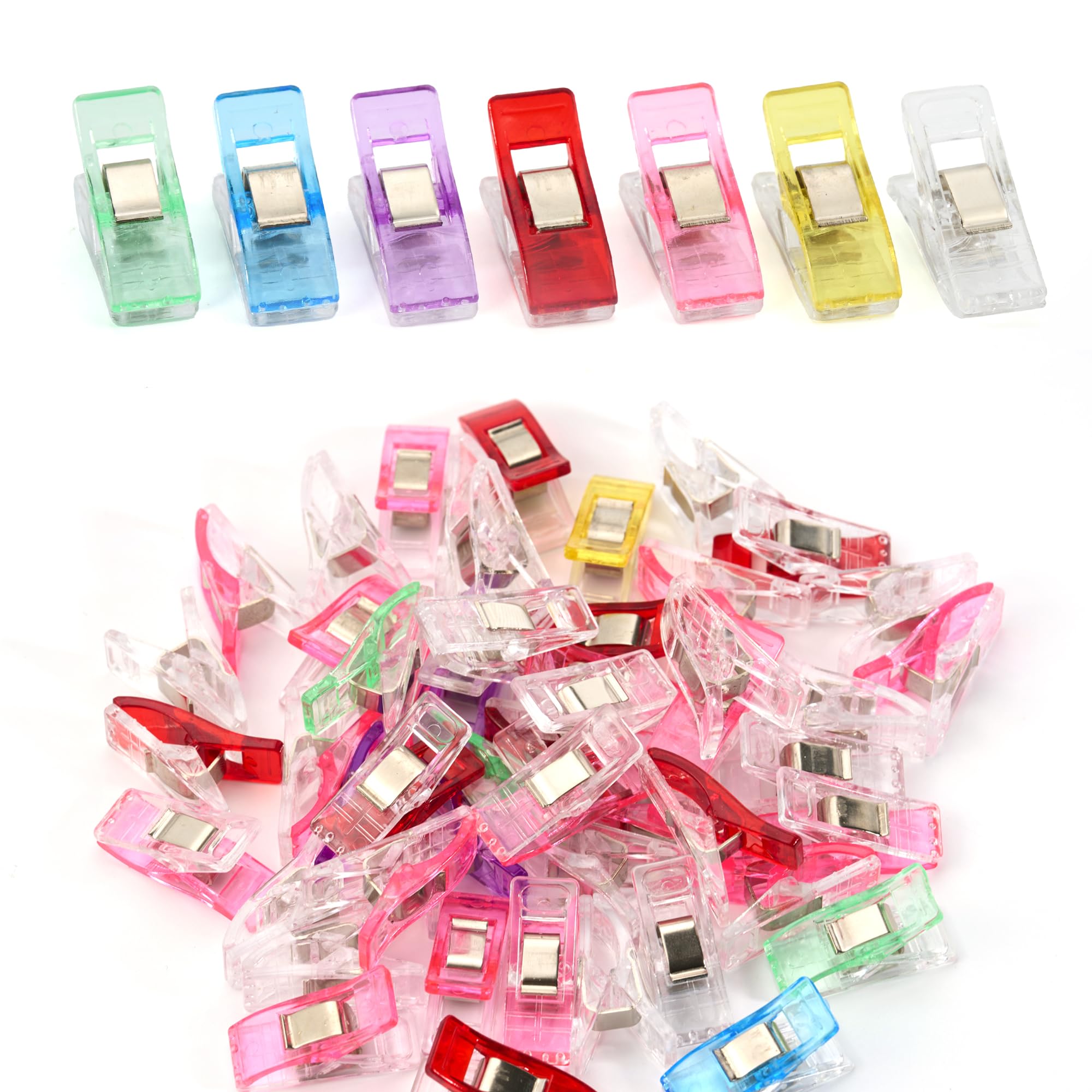 Mollette per Cucito 50 Pezzi, Clip Multiuso in Plastica con Molla in Acciaio Inossidabile per Quilting
