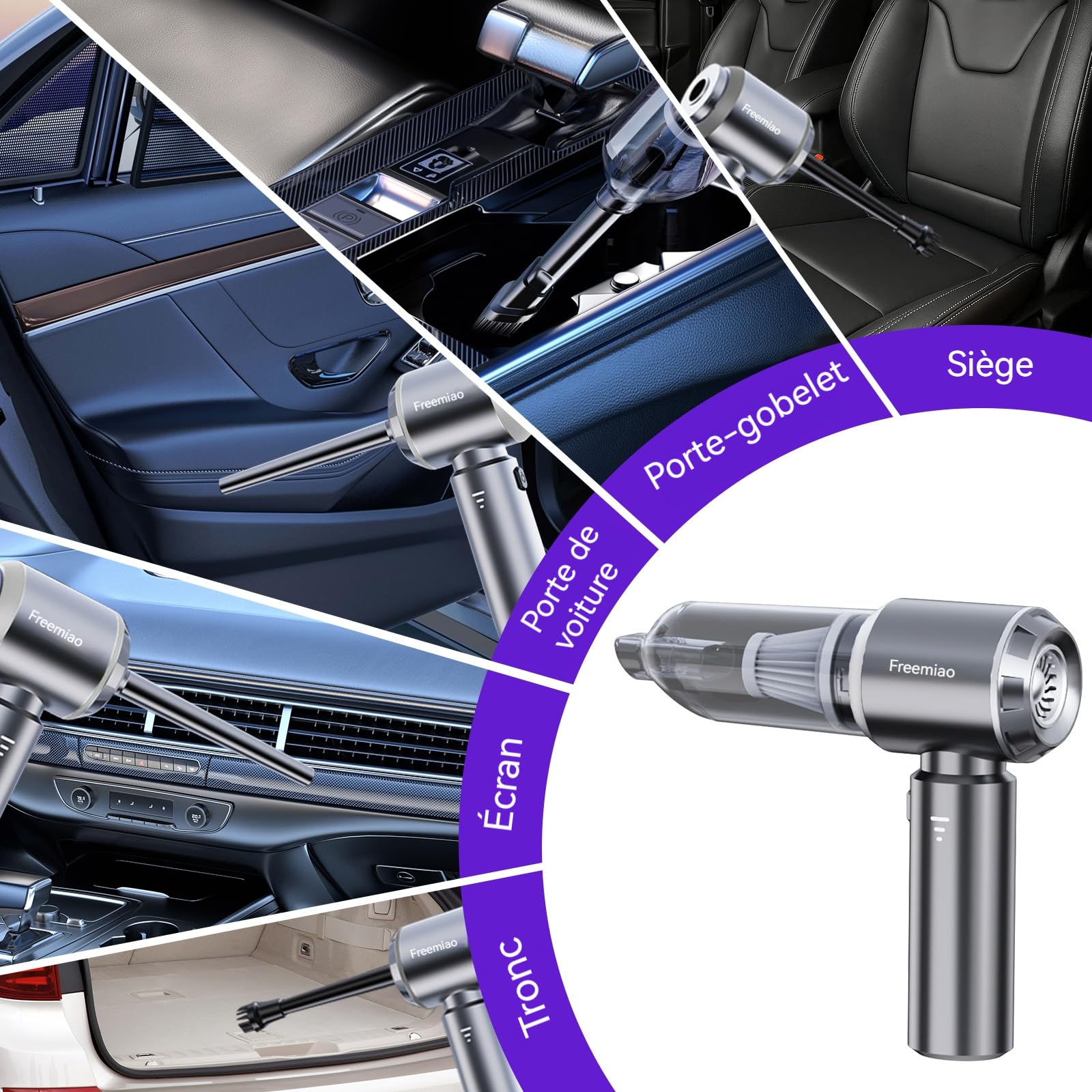 Aspirateur à Main Sans Fil 23000 Pa, Aspiration Cyclonique Puissante, Moteur Sans Balais, Portable Et Rechargeable, Idéal Pour Voiture, Maison Et Poils D'animaux