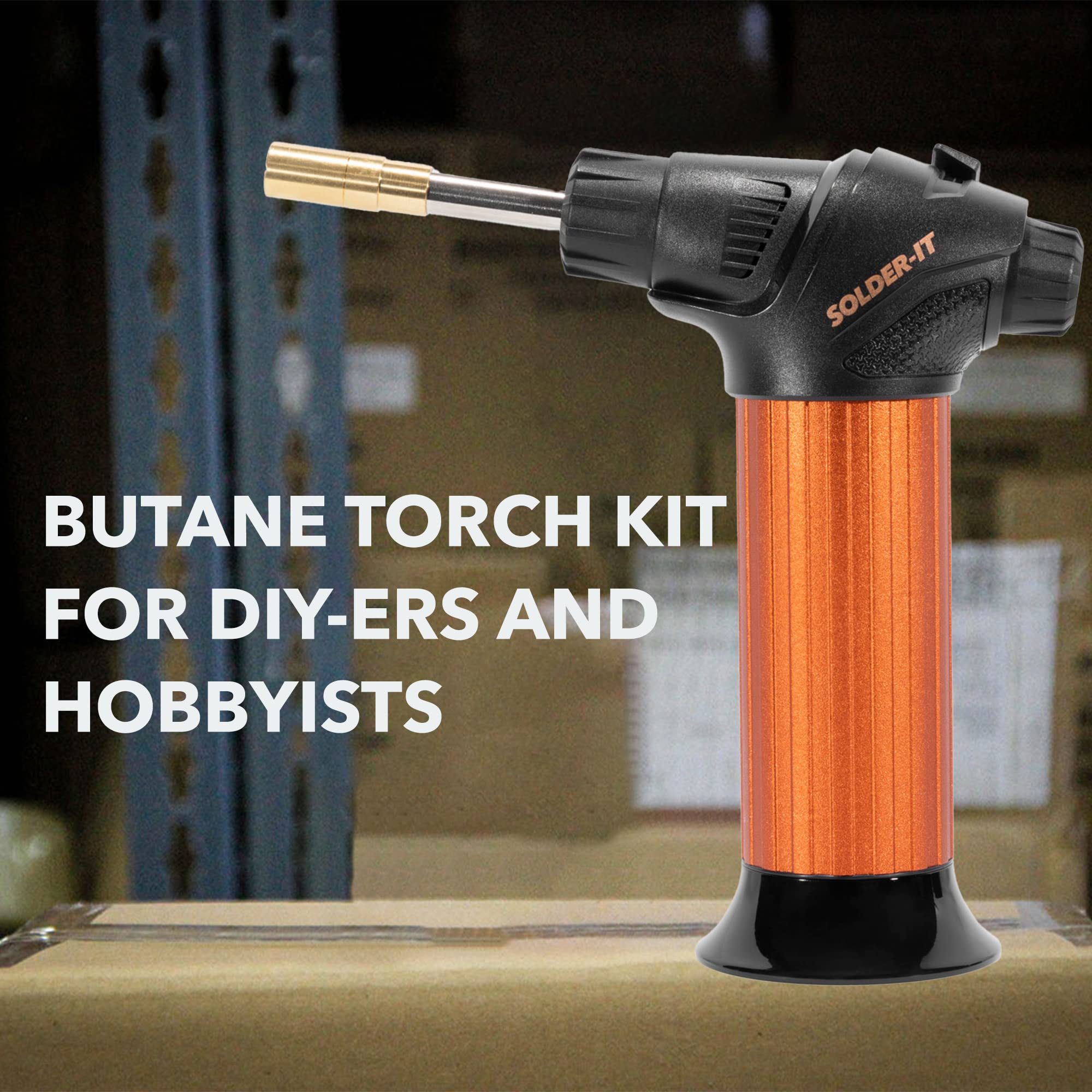 Solder-It Pro-Torch (PT-620CR) | Butane Blow Torch Kit with Webbed Flame and Pinpoint Nozzle | Water-Resistant Piezo Electronic Ignition | Butane Refill Blow Torch, Soldering Tool, and Grill Lighter