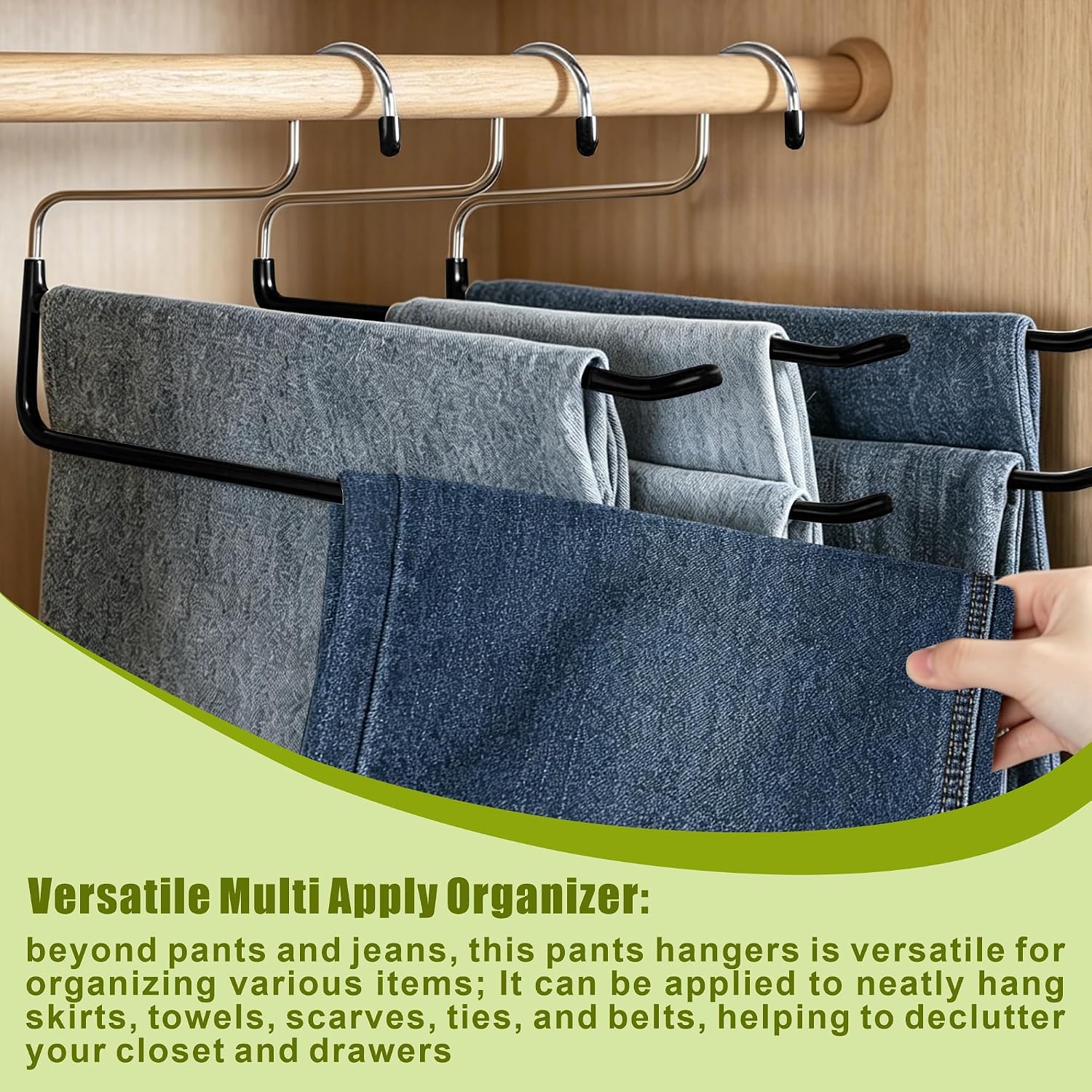 12 Pcs Pants Hangers Double Rod Jean Hangers,Open-Ended Pants Hangers Black