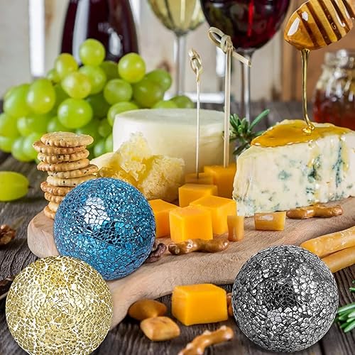 Miniatura 3 de Ochine Juego de 6 bolas decorativas para decoración de orbes de 3 pulgadas, bolas de mosaico de vidrio, bolas de centro de mesa, bolas redondas de
