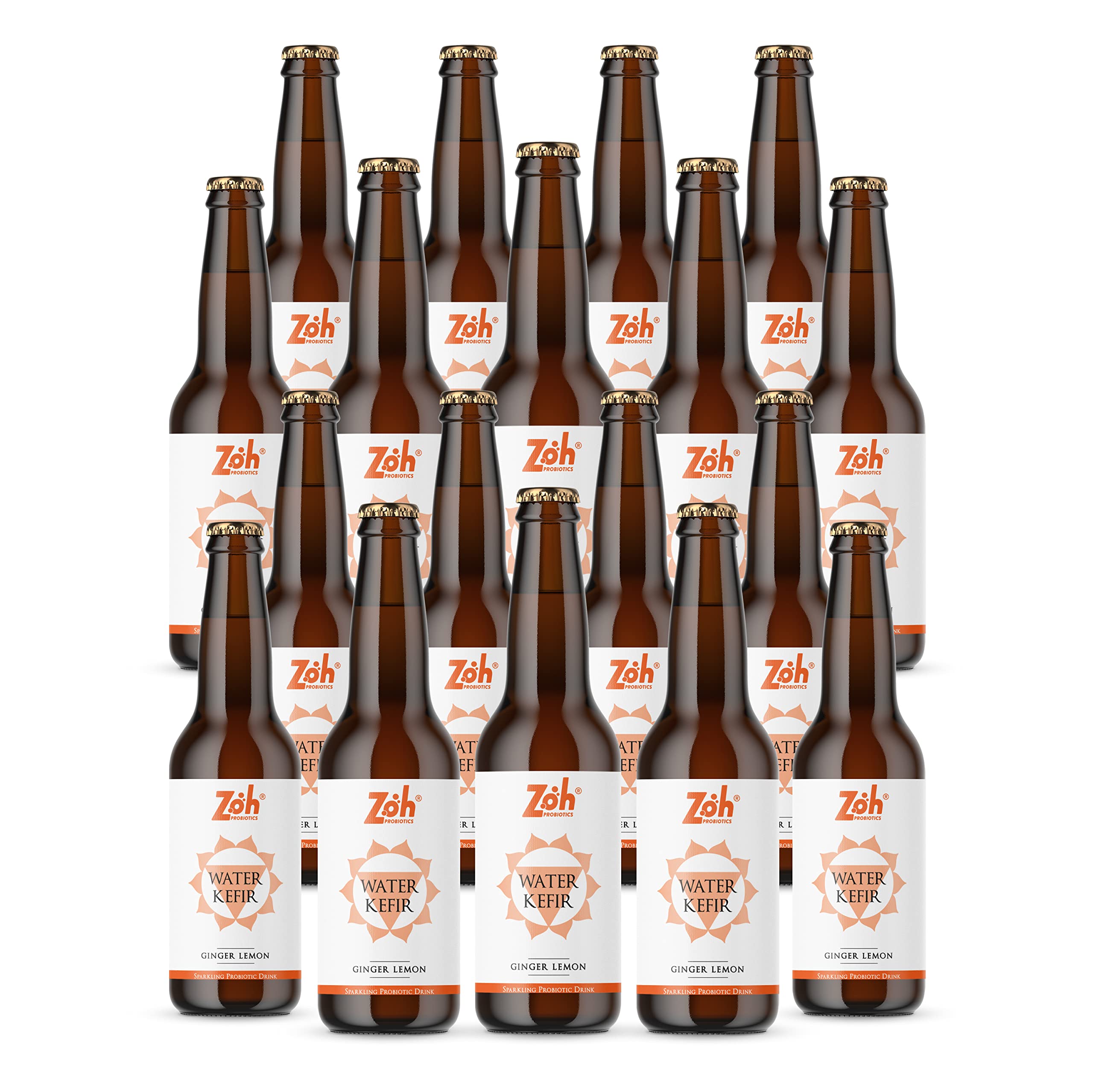 Probiotics Ginger Lemon Water Kefir With Living Probiotics, Raw, Unfiltered, And Unpasteurized With Mother. Made With Organic Ginger & Lemon (330 Ml, Pack Of 18), Liquid, 12 Kg