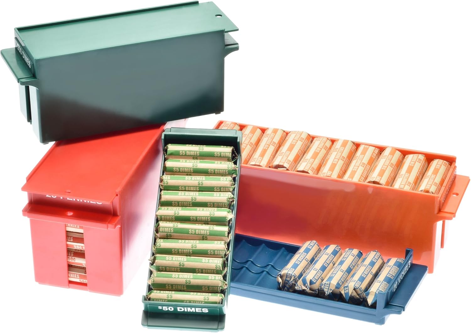 Buy Nadex Rolled Coin Storage Box and Tray 8 Piece Set 4 Lockable High Capacity Rolled Coin