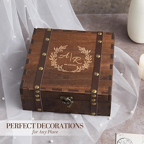 Miniatura 5 de AW BRIDAL Caja de recuerdo personalizada Caja de memoria Caja de almacenamiento de madera para baratijas Fotos Joyería Regalos de compromiso de boda