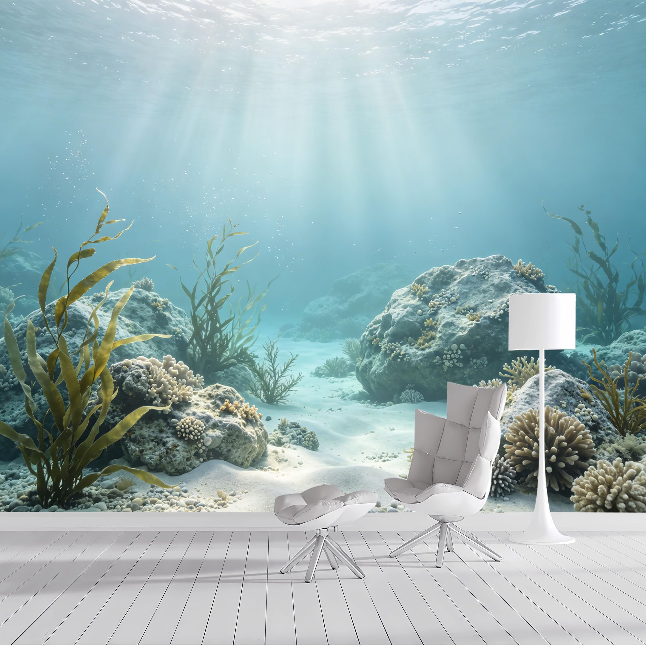 Custom Size Wall Mural Underwater Ocean Reef Coral Marine Life Seascape SelfAdhesive Wall Fabric Removable Peel and Stick Wallpaper Wall Decor for Living Room Bedroom Bathroom