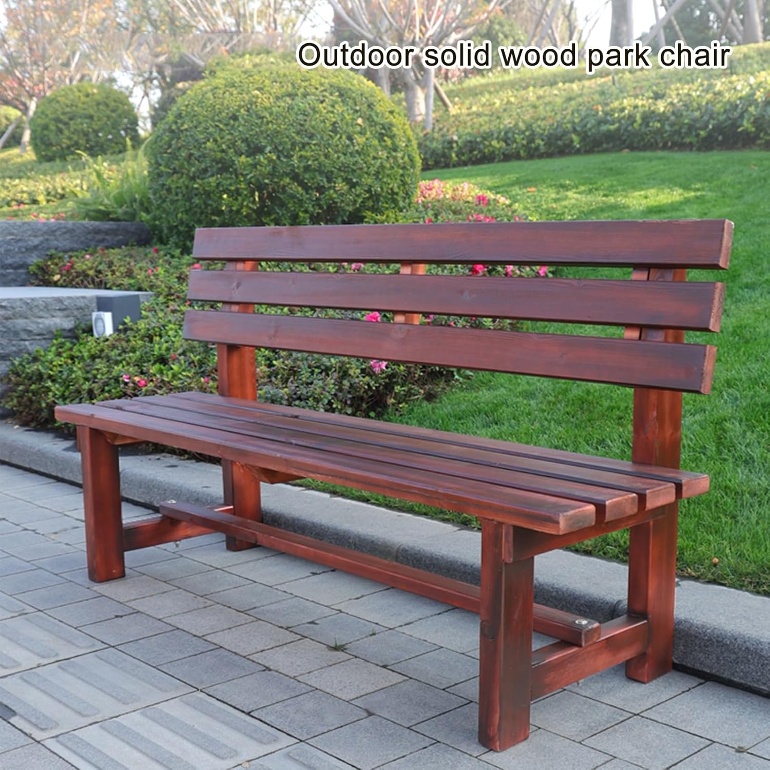 Outdoor Soild Wood Bench, Weatherproof Clearance Benches, Park Bench with Large Seat for 2-3 People, Patio Furniture Chair for Yard, Balcony, Porch & Poolside(47x18.5x31.1in)