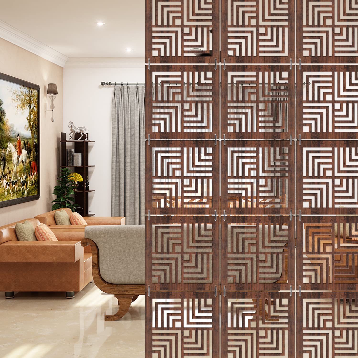 RANDOM 12 PCS Hanging DIY Room Divider Attractive Pattern Panels Decorative Wall Screen Panel Hollow Out Design for Living Dining Room Kitchen Bedroom Office Bar Restaurant Home Hotel Decor (Multi 27)