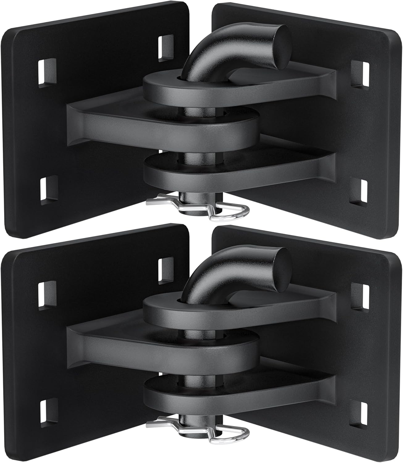 Stationary Edge Floating Dock Connector Hinge Kit with 4x4 Corner Bracket, Black Heavy-Duty Boat Dock Hinges Hardware Brackets, Metal Antirust Coating T Style Backer Plate Dock Brackets Hardware