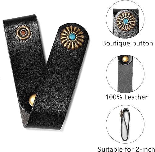 Miniatura 3 de Rolarc 2 fundas de cuero auténtico, color negro, hecho a mano, soporte para látigos y cultivos de equitación