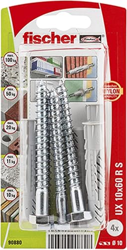 fischer Universal Plug UX 10 x 60 SK NV, 90880, Gray
