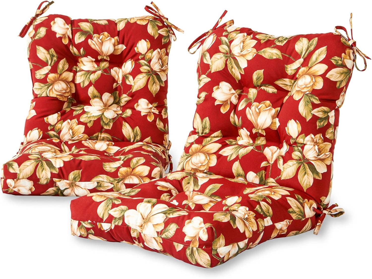 Greendale Home Fashions Outdoor Seat/Back Chair Cushion, 2 Count (Pack of 1), Tuscan Floral