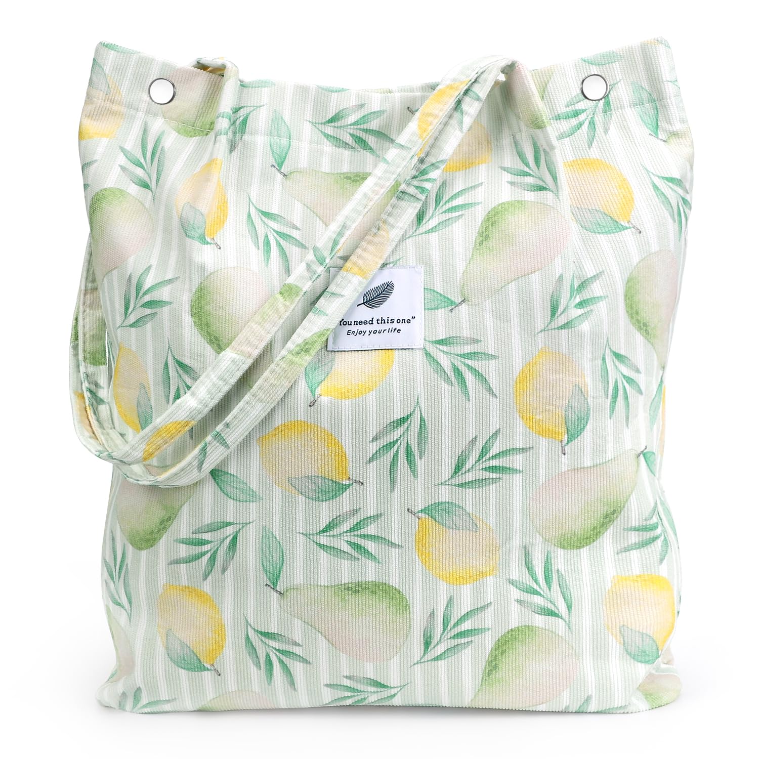 LHMTQVK Corduroy Tote Bags for Women, Large Capacity Tote Purse Reusable Grocery Shoulder Bag with Inner Pockets