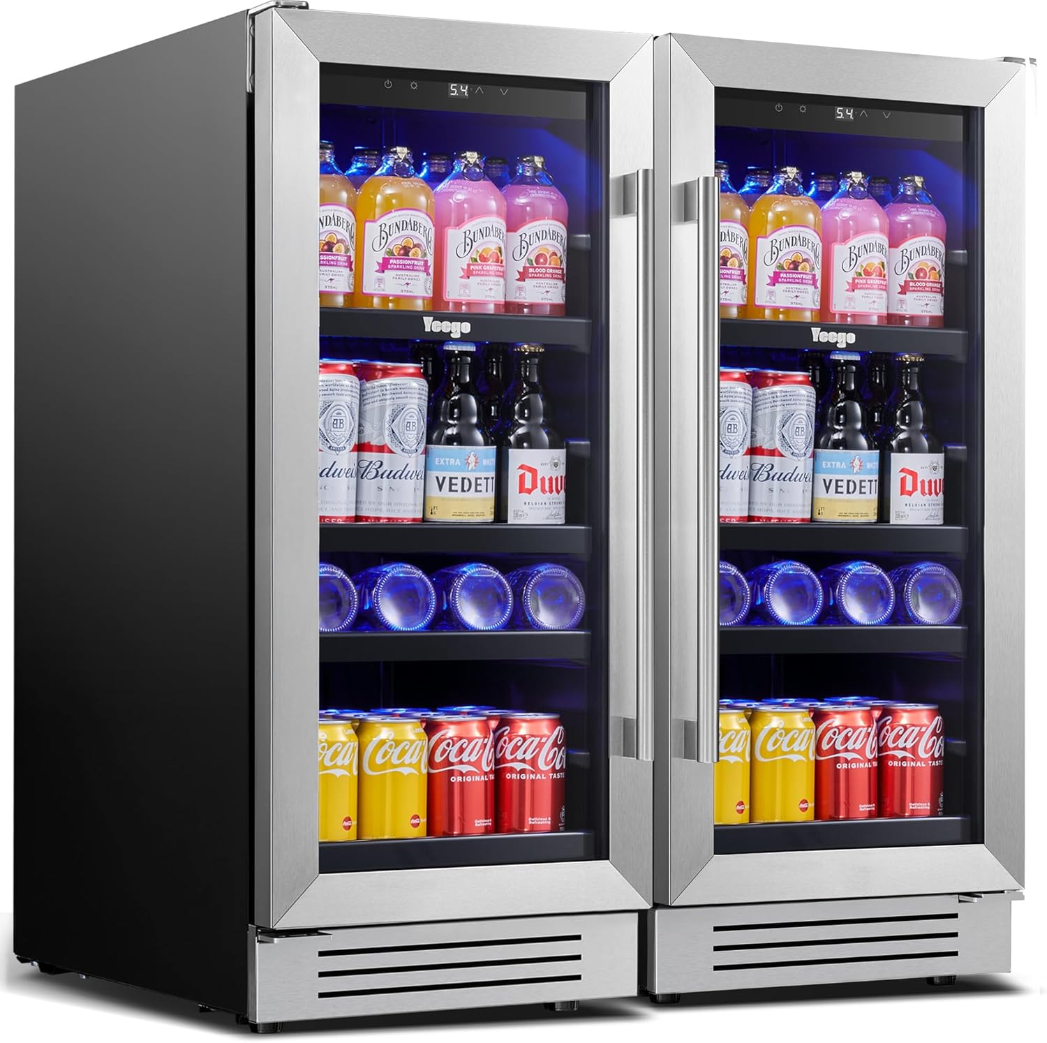 Yeego 30 inch Beverage Refrigerator Bundle, 2PCS Mini Fridge Hold 200 Cans Beverage Cooler Under Counter Beer Fridge for Drink Soda Wine Built-In or Freestanding