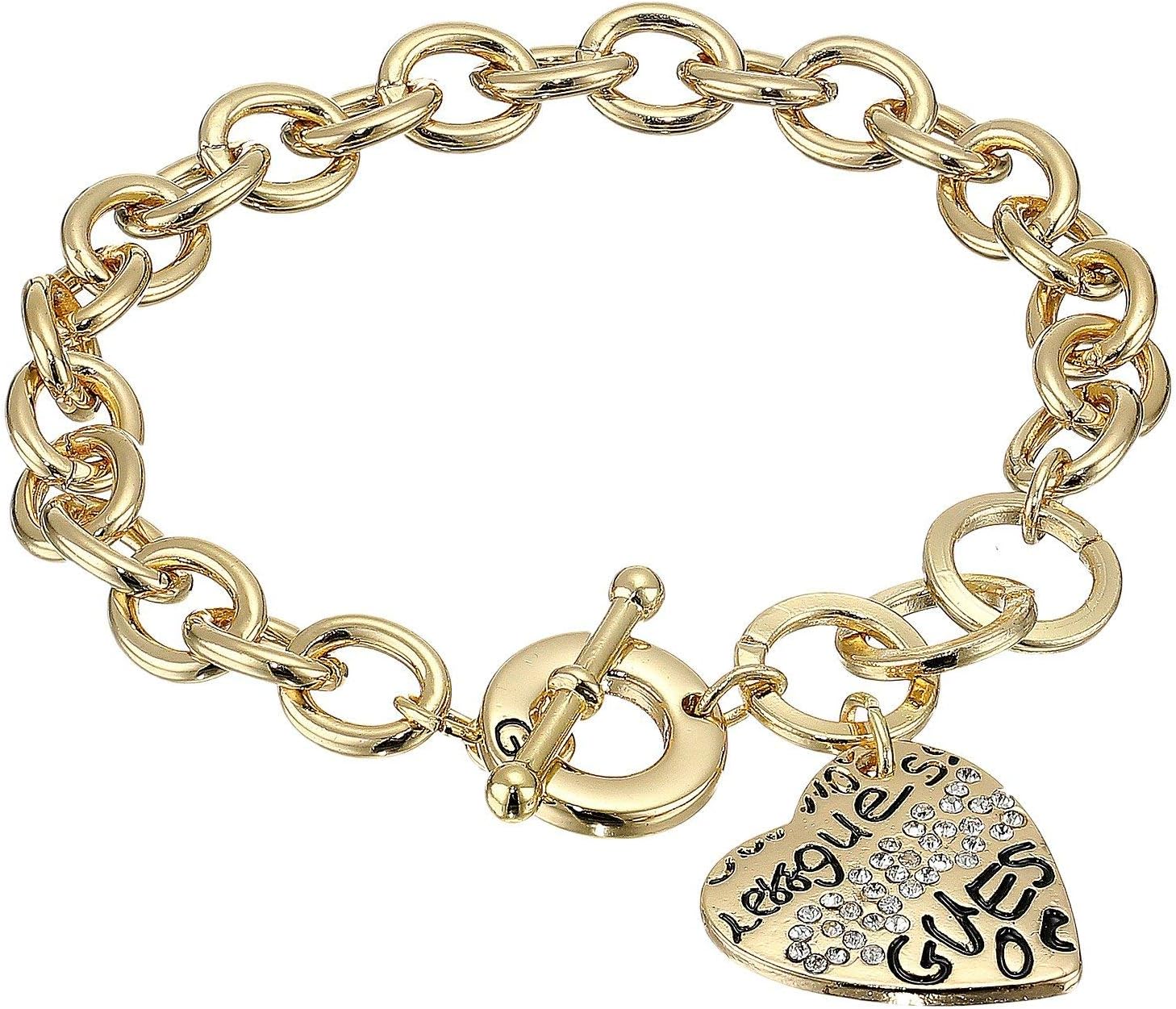 "Basic" Graffiti Logo Heart Toggle Charm Bracelet
