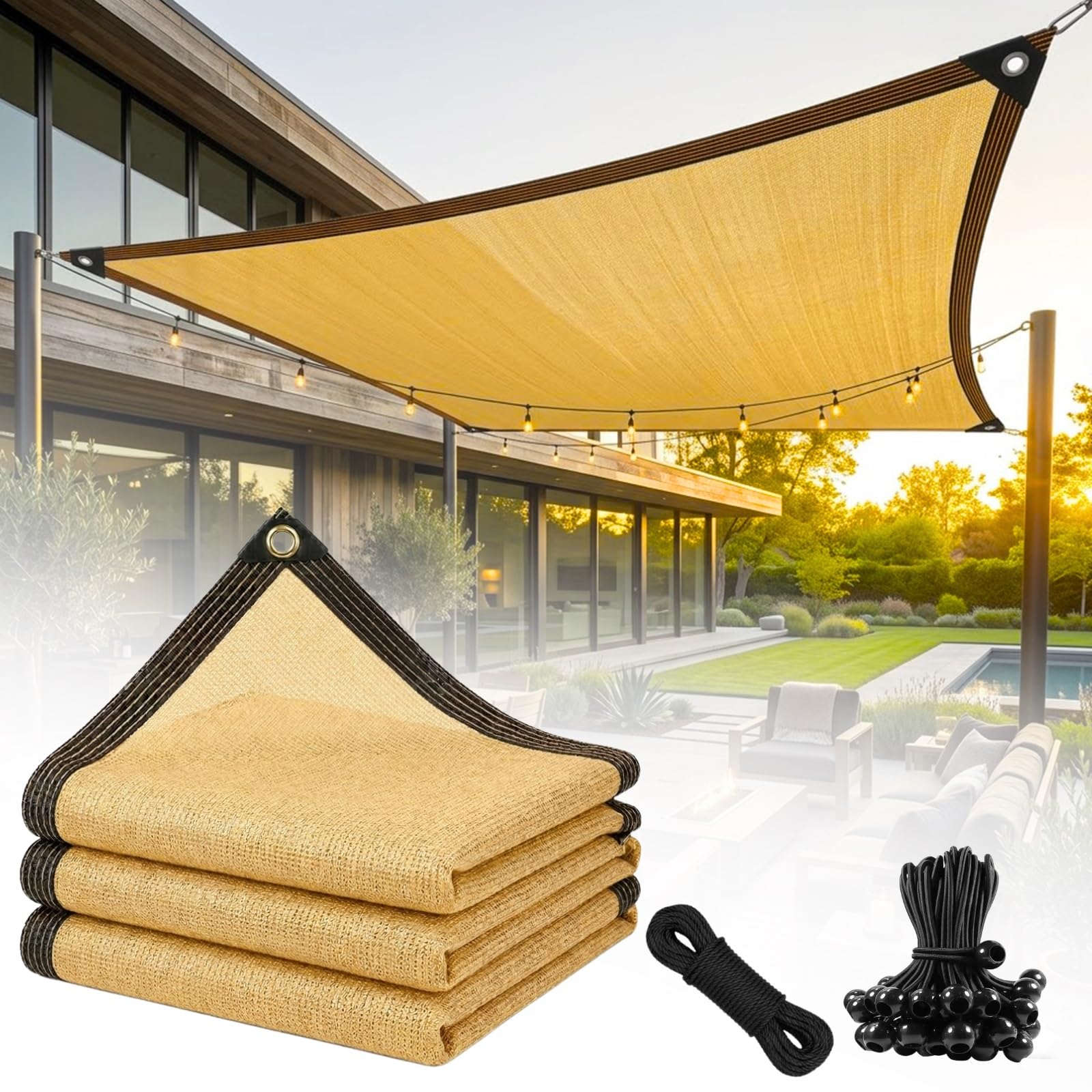 GLDYTVF Square Sail Shade Canopy for Garden Waterproof Sunshade for Patio & Backyard 90% UV Protection with Grommets 4.5x5.5m Outdoor Awning