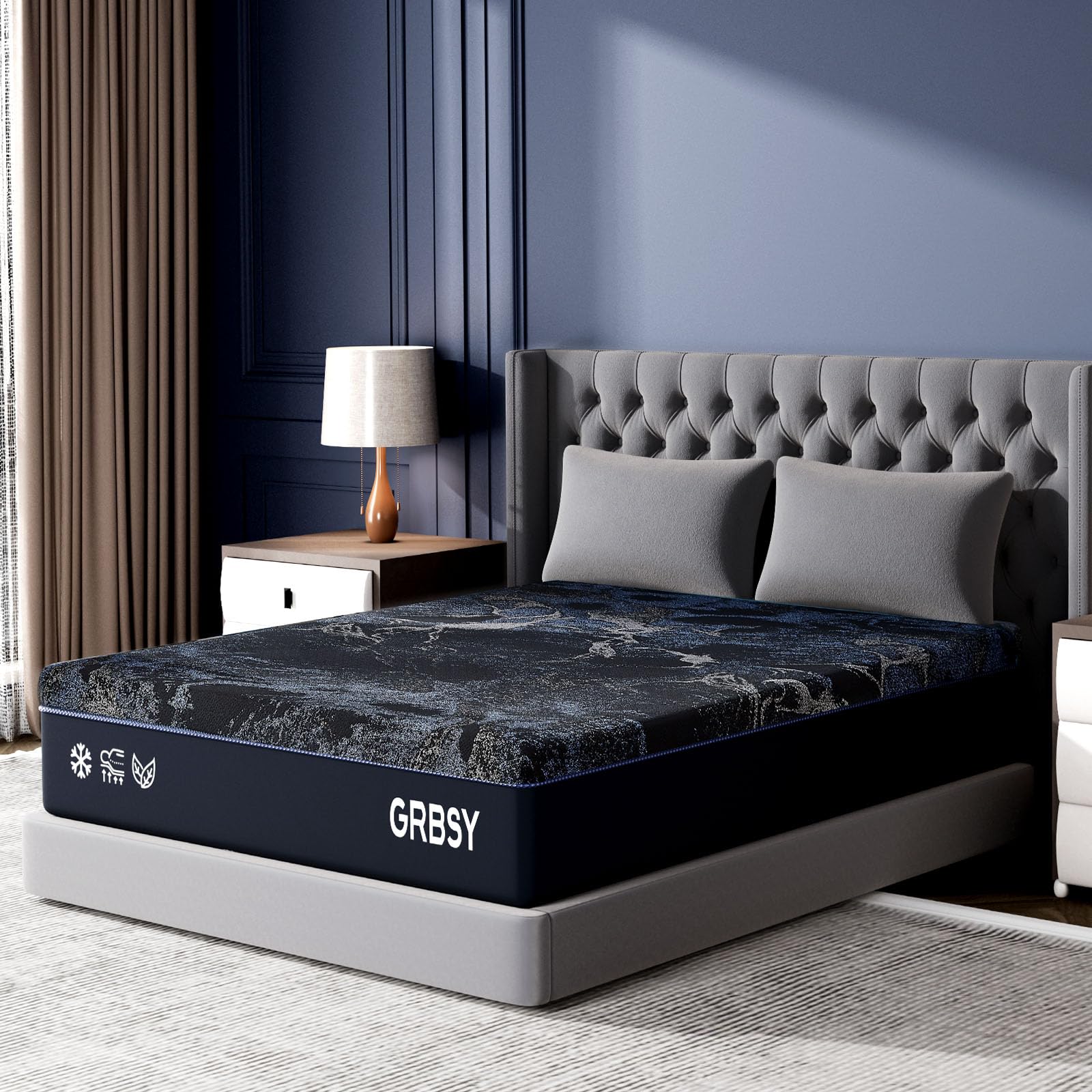 Grbsy 14 Inch California King Memory Foam Mattress, Medium Firm Cal King Mattress in a Box with Cooling Copper Gel Infused for Pressure Relief,
