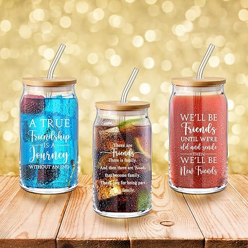 Miniatura 4 de Zhehao Paquete de 6 regalos de amistad para mujeres, amigas, de 16 onzas, tazas de amigos con tapas y pajita, vasos de la amistad, regalos de