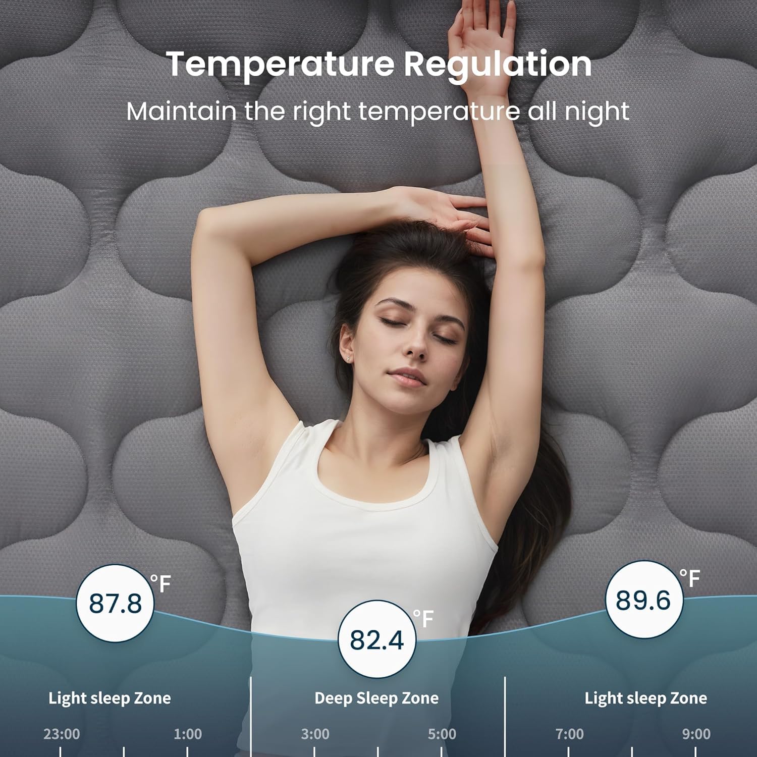 SLEEP ZONE Queen Mattress Pad Quilted Mattress Topper Air Mattress Cover, Breathable and Noiseless Air Mattress Protector, Deep Pocket Fits Up to 25 Inches (Dark Gray)