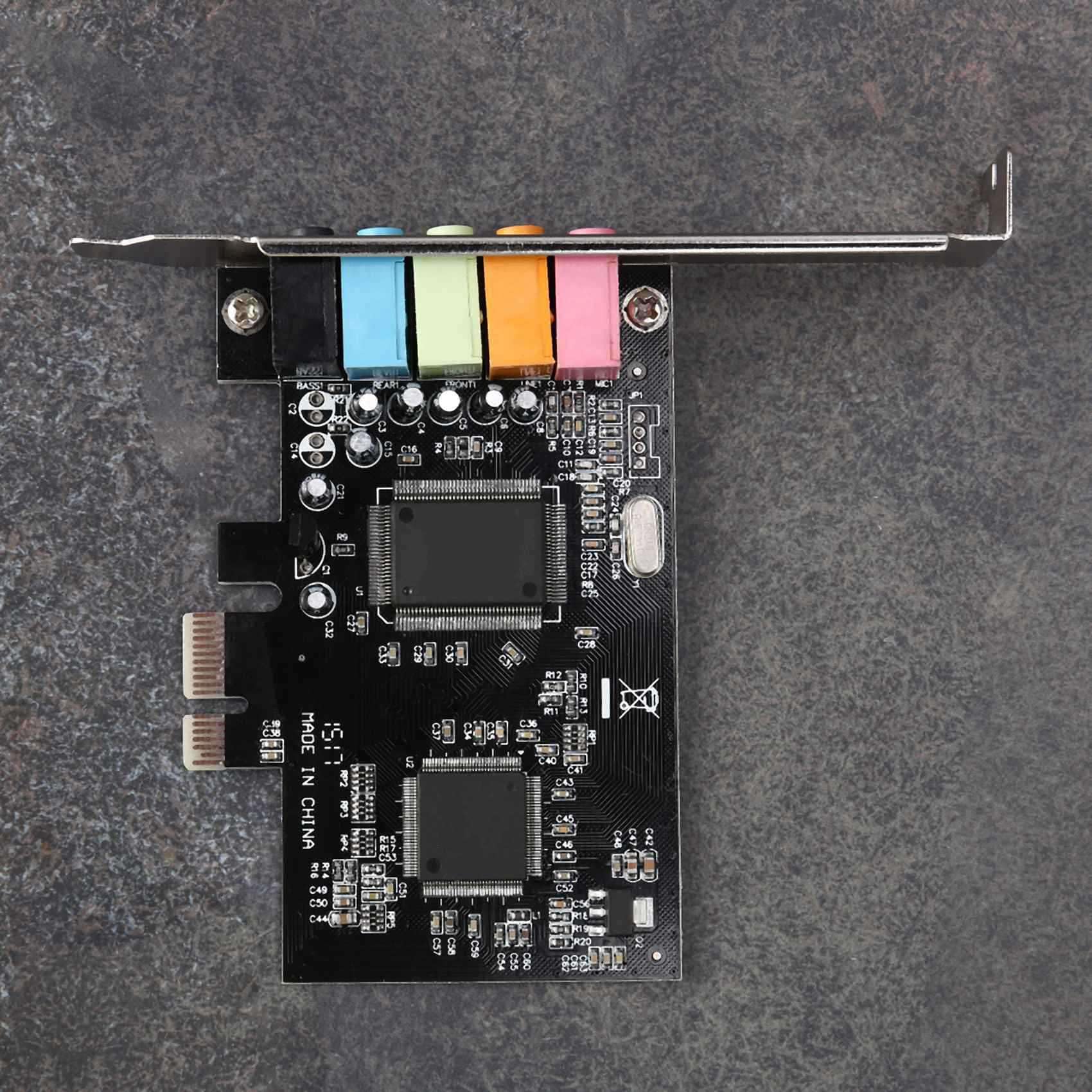 Karta dźwiękowa 10X PCIe 5.1, karta dźwiękowa PCI Express Surround 3D do PC z wysoką wydajnością dźwięku bezpośredniego i podstawą niskoprofilową